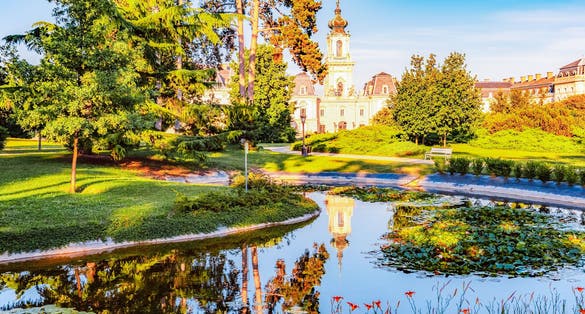 Photo of the Festetics Palace is located in the town of Keszthely, Zala, Hungary, near the Lake Balaton.