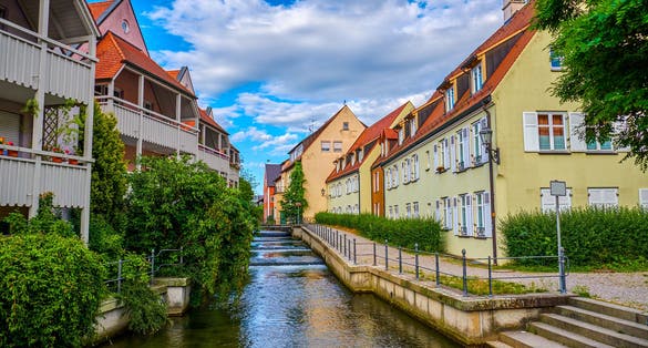 photo of beautiful old town in summer in Memmingen, Germany.
