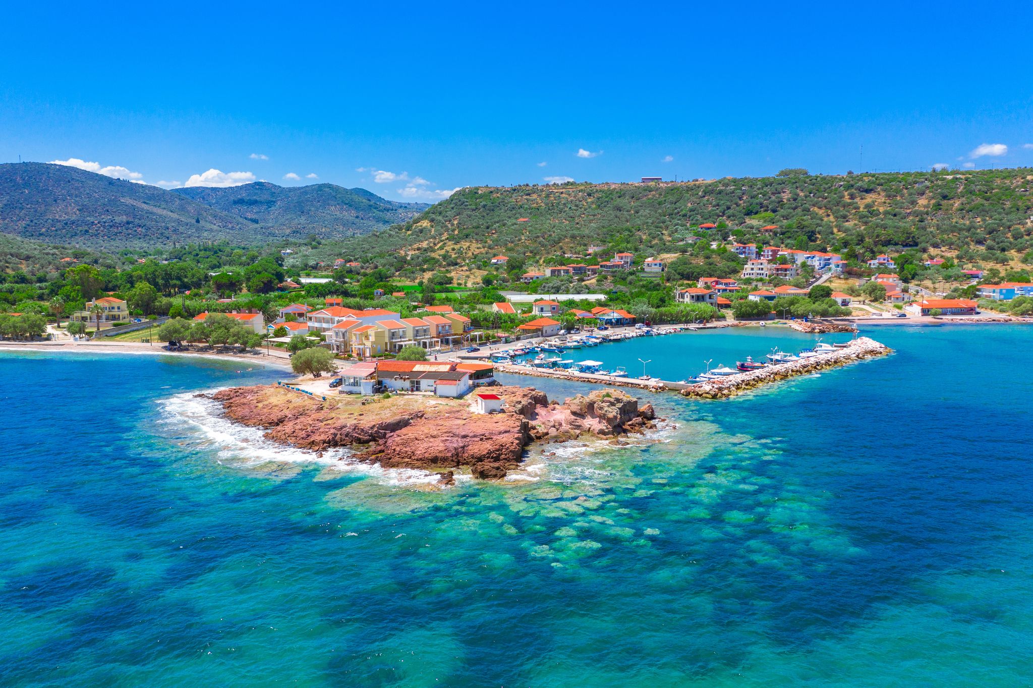 Photo of village of Skala Nees Kidonies, Lesvos island, Mytilene ,Greece.