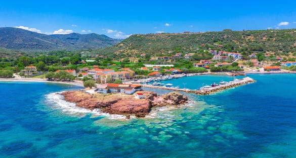 Photo of village of Skala Nees Kidonies, Lesvos island, Mytilene ,Greece.