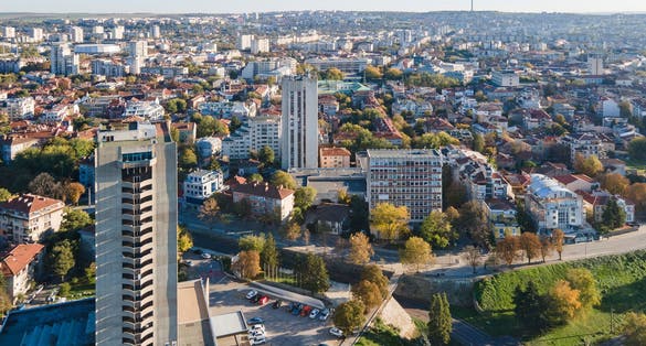 Amazing Aerial view of City of Ruse, Bulgaria