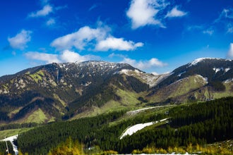 photo of view of jasna Slovakia spring landscape for background, Jasná, Slovakia.