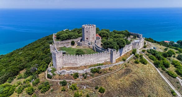 photo of view of Aerial view of the castle of Platamon, Pieria, Macedonia, Greece,Neos Panteleimonas Greece.