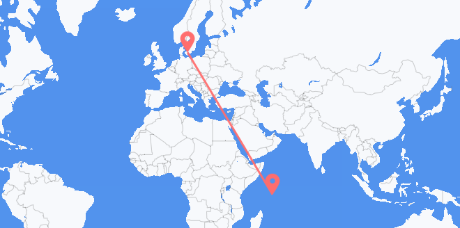 frá Seych­ell­es-eyjum til Danmerkur