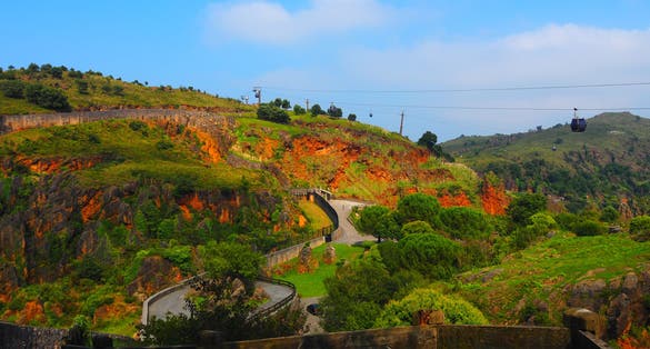 photo of a beautiful view of car cable at Cabarceno Natural Park in Cantabria, Spain.