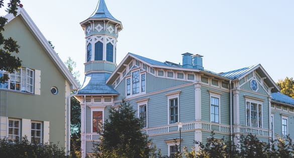 Photo of Lohja city, with wooden architecture, Uusimaa, Southern Finland.