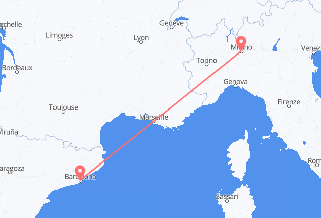 Barcelona to Milan