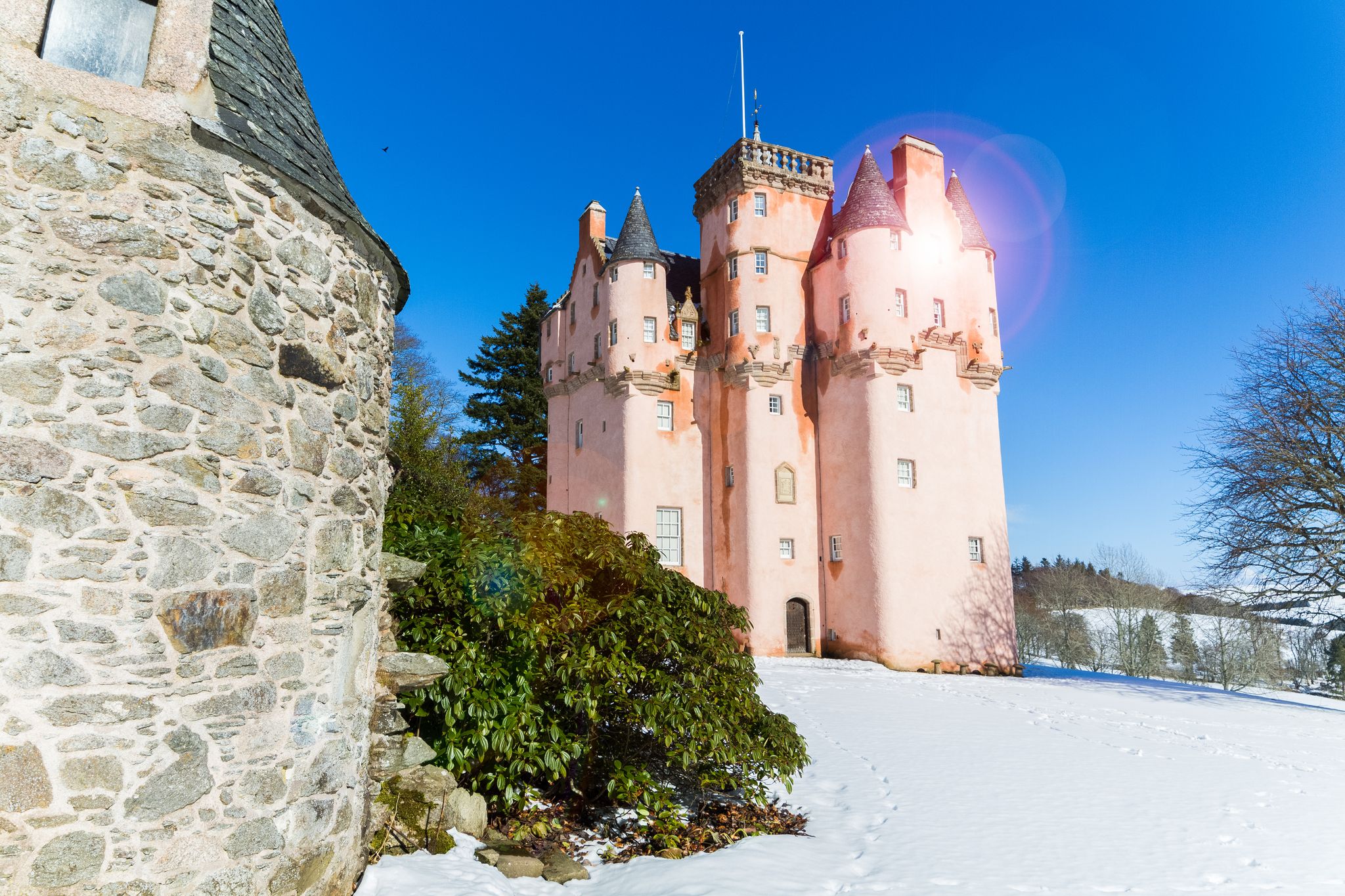 Photo of Craigievar Castle, Aberdeenshire, Scotland in the Snow winter .