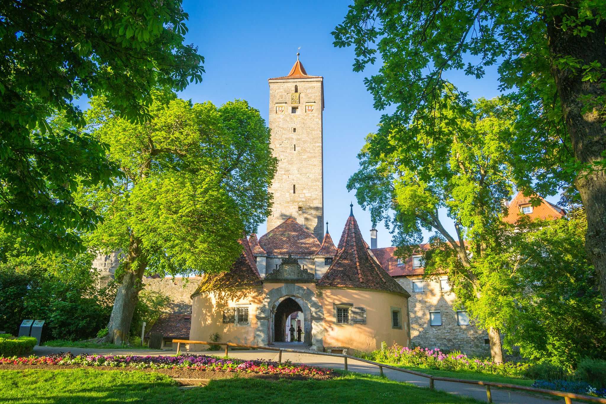 The Burgtor castle gate in Rothenburg ob der Tauber. Germany