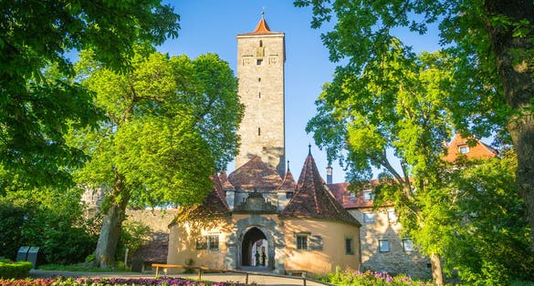 The Burgtor castle gate in Rothenburg ob der Tauber. Germany