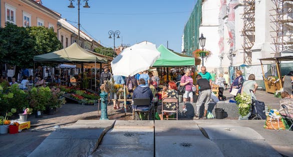 Market on a saturday morning in the town Košice.