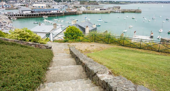 Steps leading down to Granville Harbour, Normandy, France