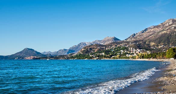 Photo of landscape of the Adriatic coast of Bar, Montenegro.
