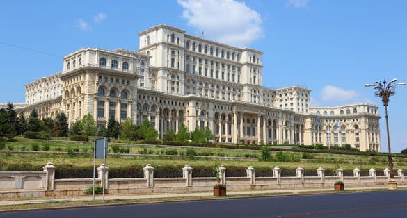 Photo of Bucharest, capital city of Romania. Palace of the Parliament (Romanian: Palatul Parlamentului).