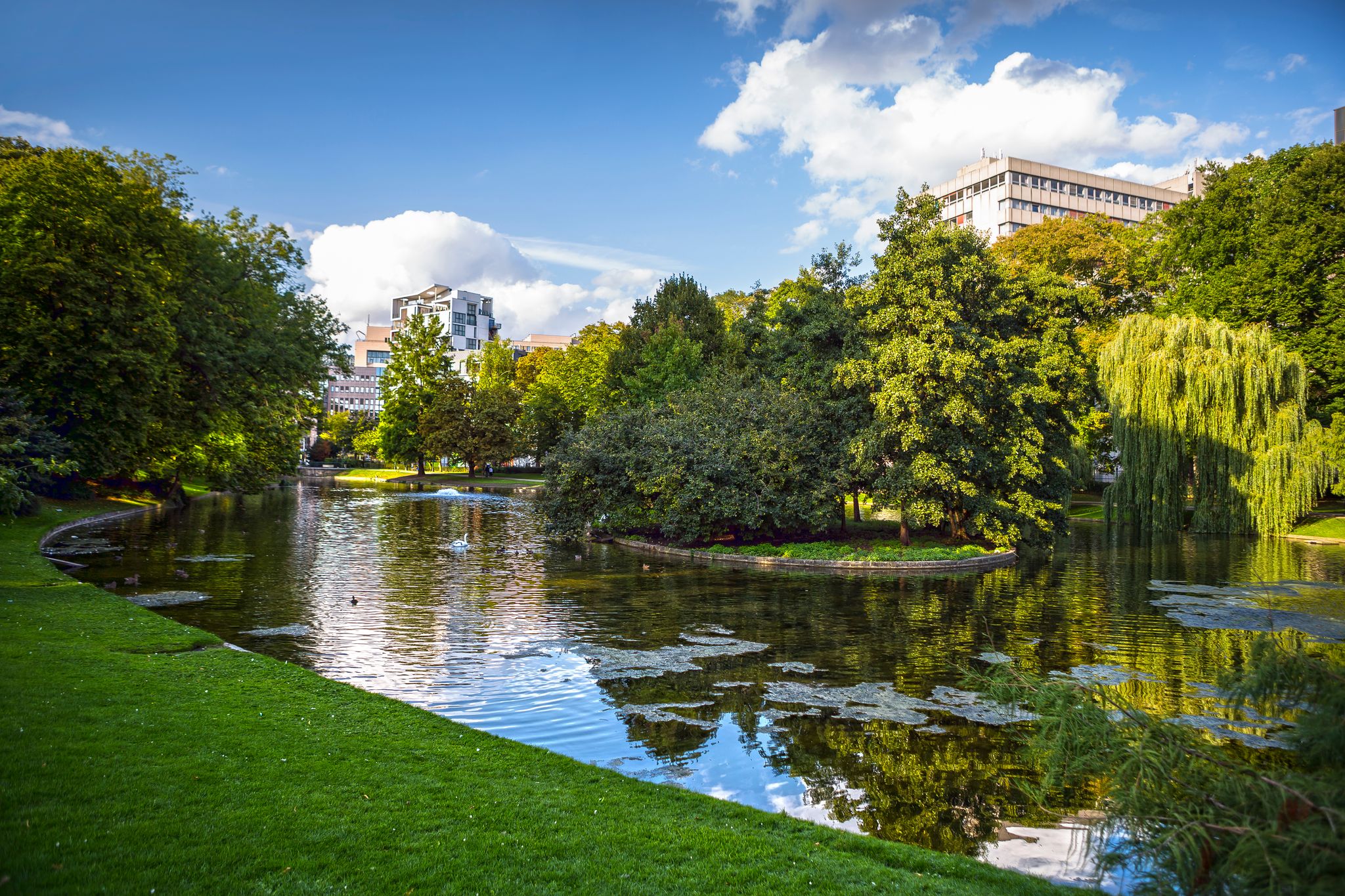 Photo of Laeold park with it's lake in Brussels, Belgium