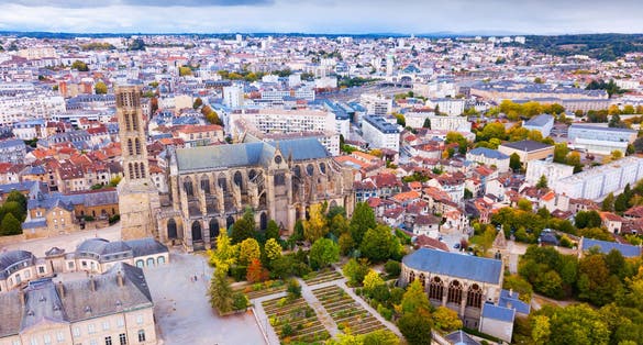 Photo of aerial view of Saint-Etienne Cathedral in Limoges, France.