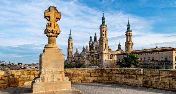 Photo of  the Cathedral-Basilica of Our Lady of the Pillar in the city of Zaragoza.