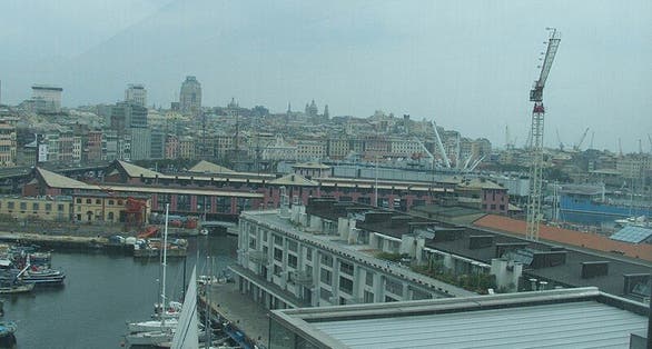 aerial View from the top of the museum onto Belvedere Vittorio Pertuso, More details View from the top of the museum onto Belvedere Vittorio Pertuso, Genoa, Italy