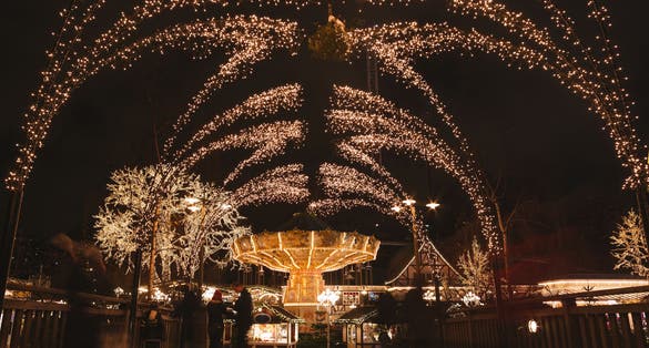 Photo of Christmas lights in Amusement Park Liseberg, Gothenburg, Sweden.