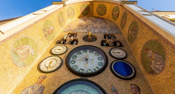 Photo of details of Olomouc astronomical clock, Czech Republic.