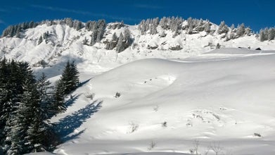 Winter Landscape at the cross country skiing centre Joux Plane, Giffre Valley, Samoens, Haute-Savoie, France