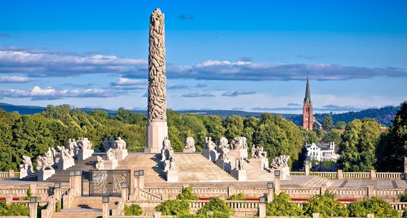 photo of view of The Vigeland Park in Oslo scenic view, capital of Norway