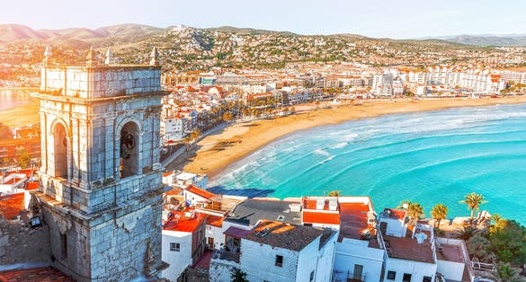 Photo of View on Peniscola from the top of Pope Luna's Castle , Valencia, Spain.