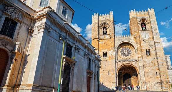 Photo of Lisboa Cathedral (Se de aka Santa Maria Maior Church. Famous architectural landmark in the Alfama Old Town district, Lisbon, Portugal.