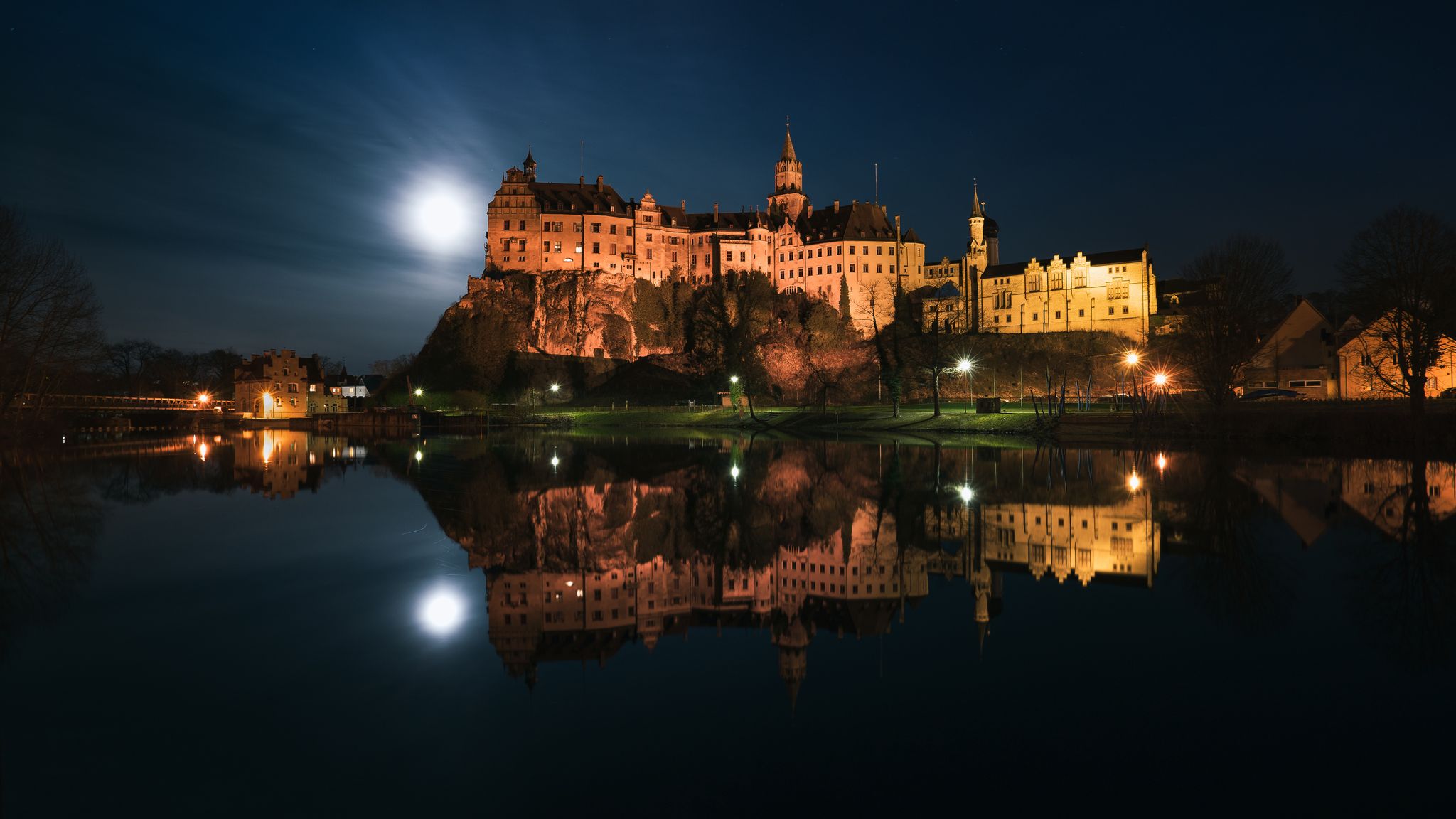 Photo of Castle at night.  Sigmaringen in Germany. 