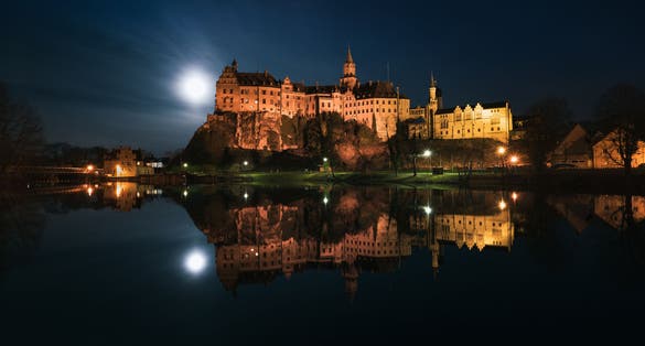 Photo of Castle at night.  Sigmaringen in Germany. 