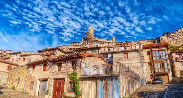 Photo of Frias Spain historic medieval hilltop village with castle in Burgos province Castile and Leon