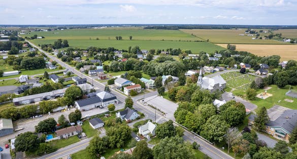 Aerial view of Saint-Nazaire-d'Acton,France.