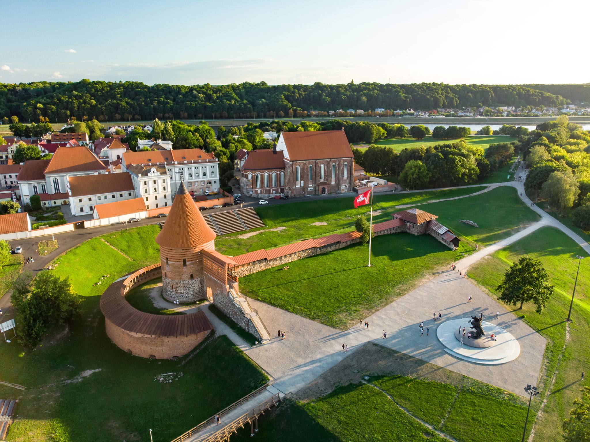 photo of aerial view of kaunas castle, originally built during the mid-14th century, situated in kaunas, Lithuania.
