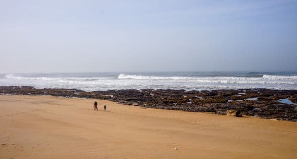 Praia da Granja landscape view on sunny day at Gaia, Portugal