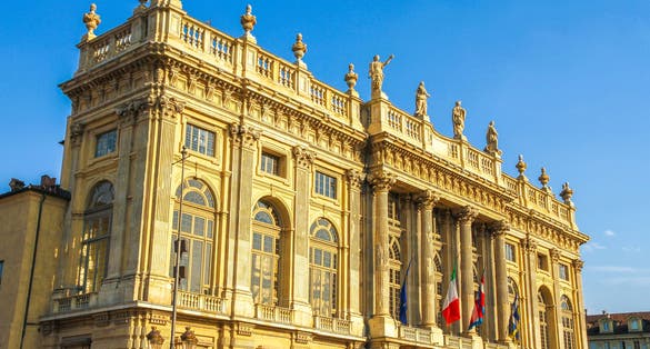 photo of the Palazzo Madam Museum in Torino, Italy on a sunny day.