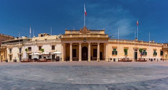 St George Square and Palace Armoury in Old Town of Valletta in the morning, Capital city of Malta