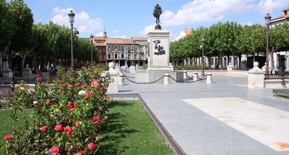 Photo of city square in Alcala de Henares, famous town in Spain.