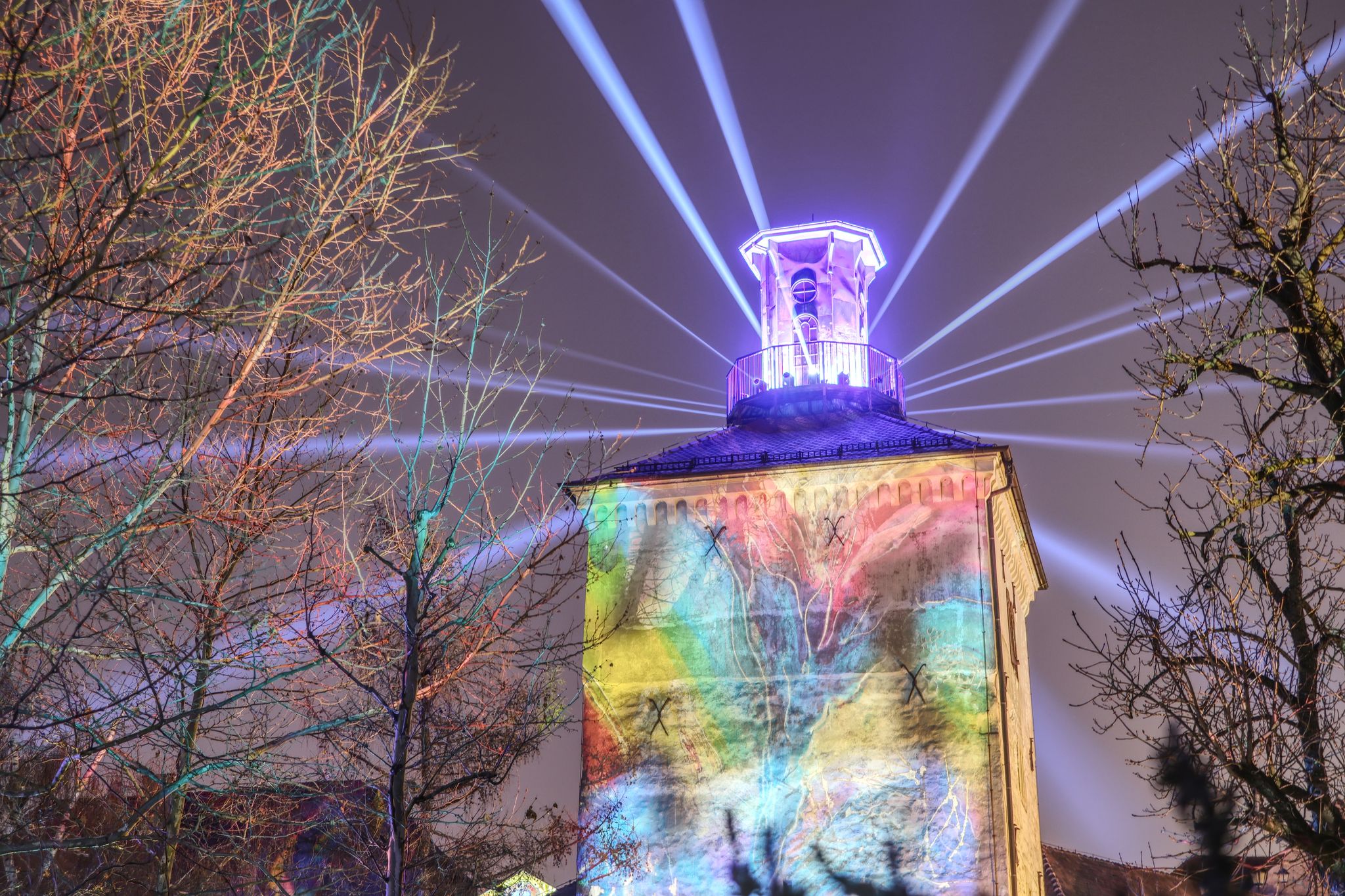 Photo of Festival of light in famous Lotrscak Tower in the old historic upper town of Zagreb, Croatia.