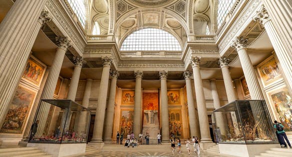 Photo of interior details of the Panthéon famous french basilica , temple and mausoleum in the 5th arrondissement , touristic landmark, Paris ,France.