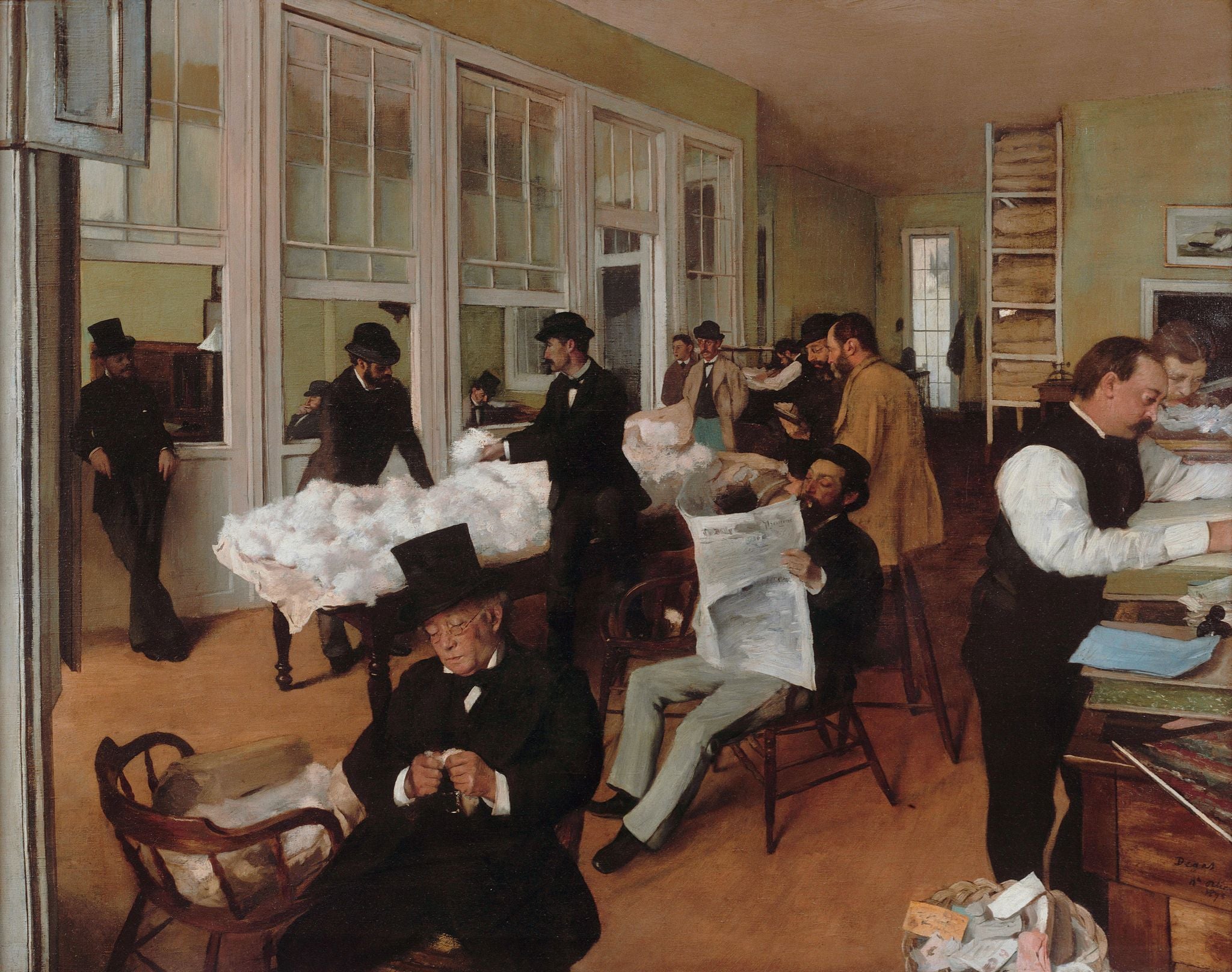 Edgar Degas , The Cotton Office in New Orleans , 1877, “the flagship of the Pau Museum of Fine Arts