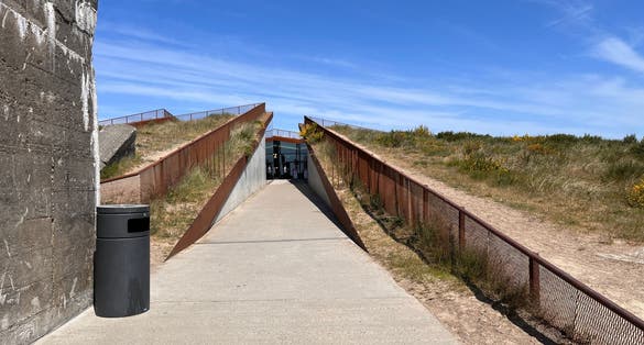Photo of Tirpitz bunker and warfare museum grenades in Blaavand, Denmark.