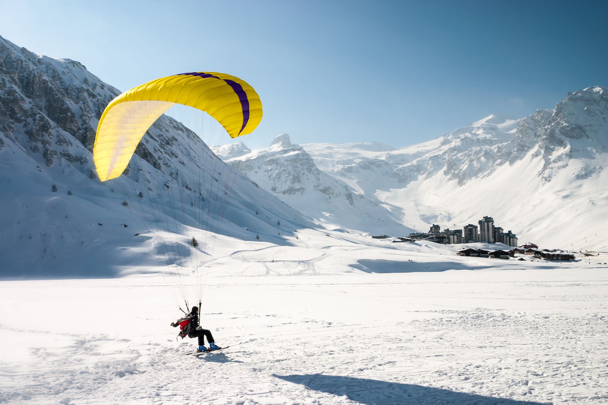 photo of an aerial morning view of Tignes Val Claret, France.