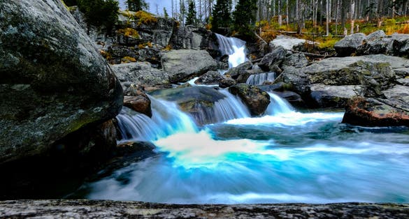 Long exposure water stream by Hrebienok waterfalls, Slovakia.