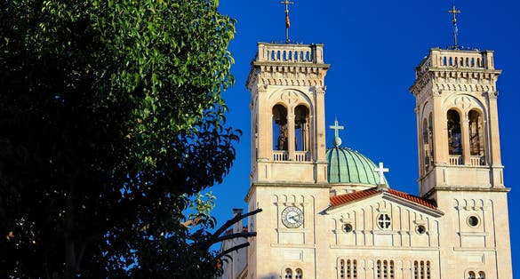 Photo of View of the Saint Basil orthodox cathedral at Tripolis in central Peloponnese, Greece in November 2022.