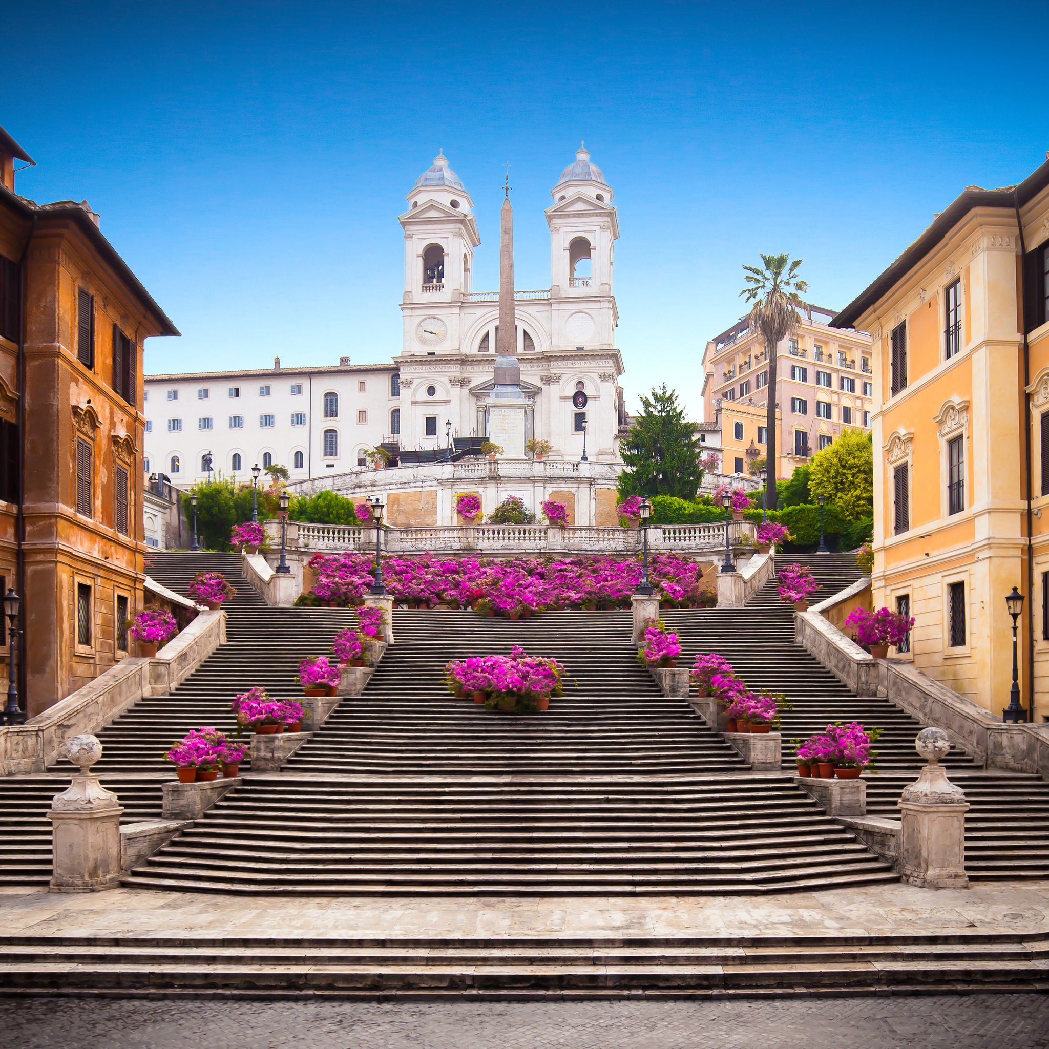 photo of Piazza di Spagna in Rome, italy. Spanish steps in Rome, Italy in the morning. One of the most famous squares in Rome, Italy. Rome architecture and landmark.