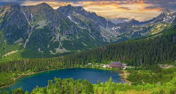 Photo of Popradske pleso near Strbske pleso in Slovakia. Poprad lake is a very popular destination in High Tatras Mountains.