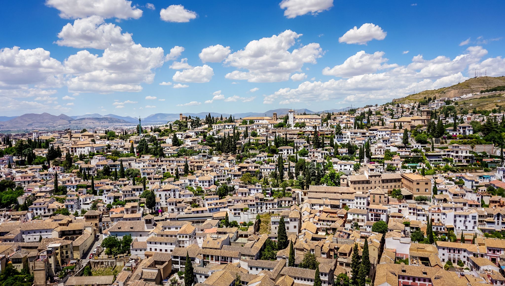Granada, Andalusia,Spain Europe - Panoramic view of Alhambra.