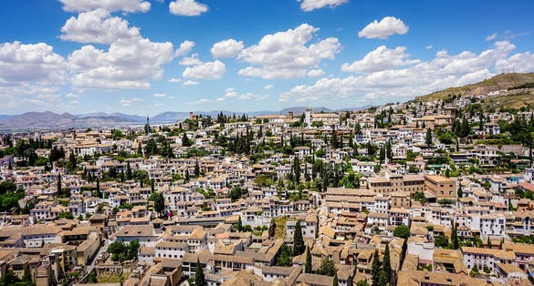 Photo of Granada city, in Andalusia, Spain. This is the district of Albaycin as seen from the Alhambra Palacer.