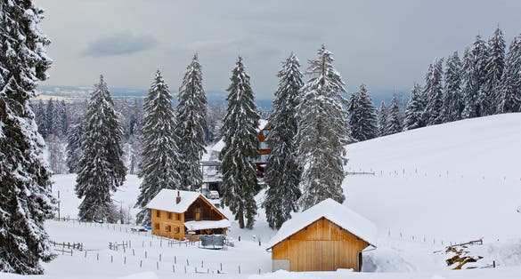 photo of Zugerberg in winter in Zug, Switzerland.