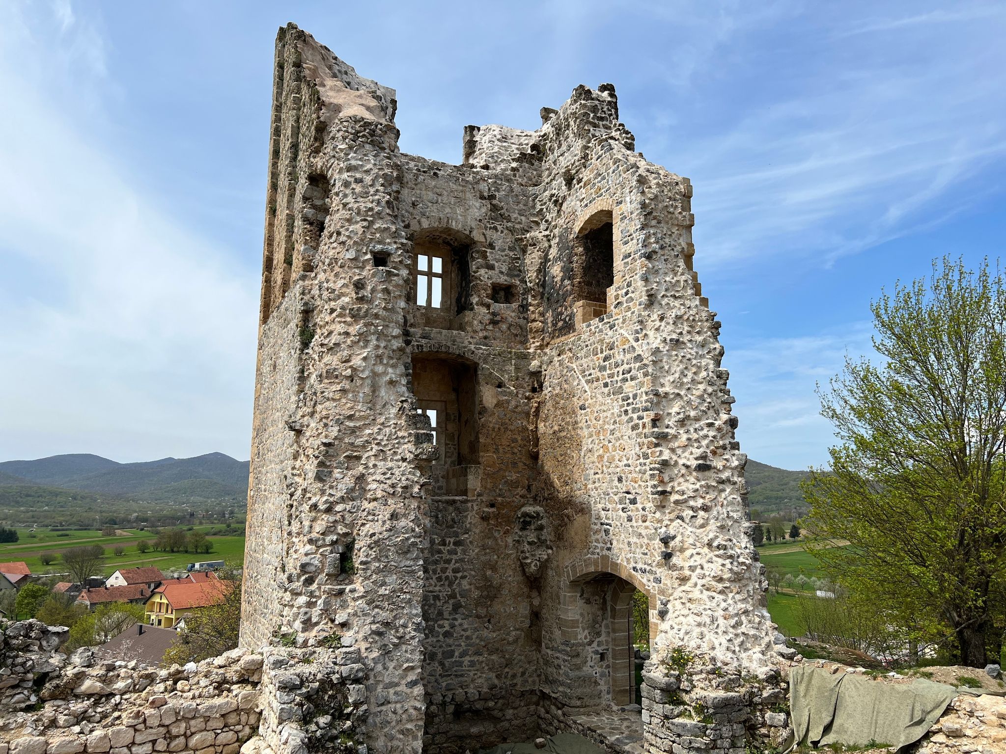 Remains of the fort Sokolac and Chapel of the Holy Trinity in Brinje, Croatia.